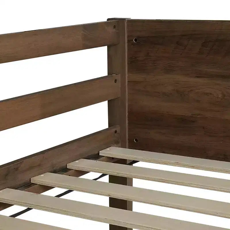 Lit superposé en bois d'hévéa double sur double avec barrières de sécurité et échelle