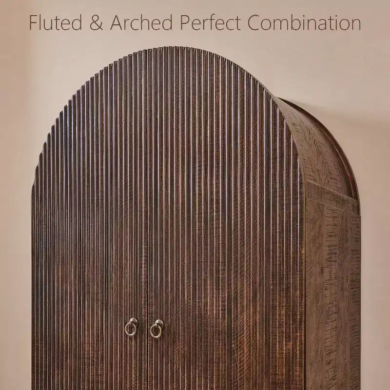 Armoire à portes cintrées, buffet de 180 cm de haut, avec étagères réglables et 2 grands tiroirs, meuble de rangement pour salon, salle de bain, cuisine