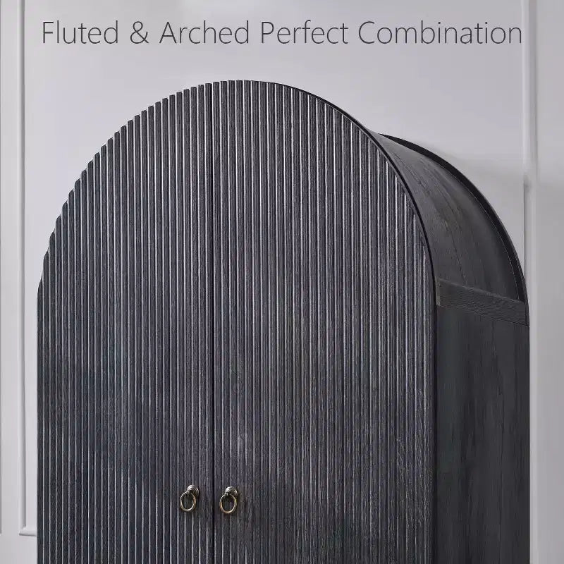 Armoire à portes cintrées, buffet de 180 cm de haut, avec étagères réglables et 2 grands tiroirs, meuble de rangement pour salon, salle de bain, cuisine