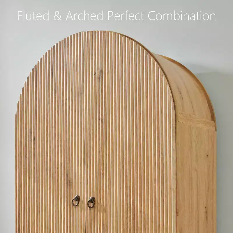 Armoire à portes cintrées, buffet de 180 cm de haut, avec étagères réglables et 2 grands tiroirs, meuble de rangement pour salon, salle de bain, cuisine