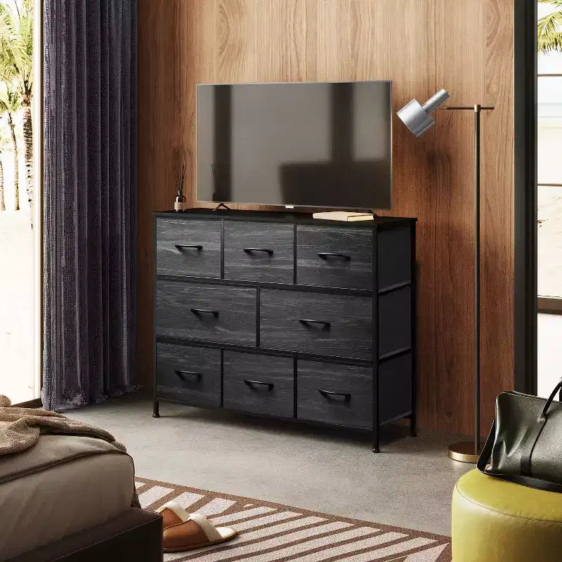 Commode à 8 tiroirs pour chambre à coucher, unité de rangement en tissu, grande commode à tiroirs pour entrée et salon
