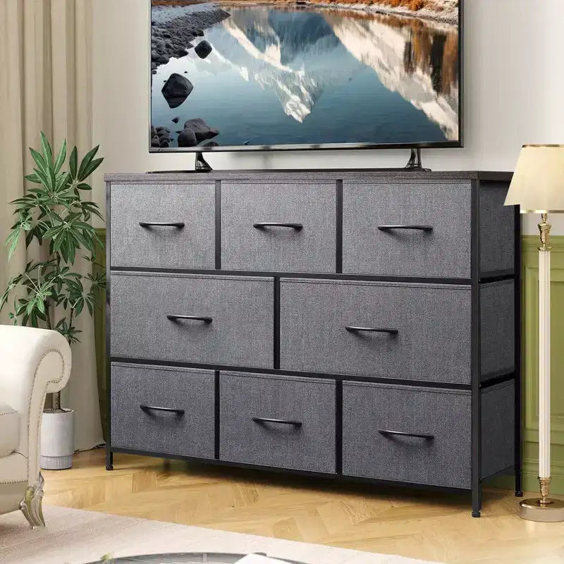 Commode à 8 tiroirs pour chambre à coucher, unité de rangement en tissu, grande commode à tiroirs pour entrée et salon