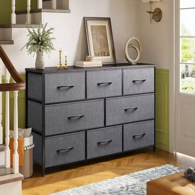 Commode à 8 tiroirs pour chambre à coucher, unité de rangement en tissu, grande commode à tiroirs pour entrée et salon