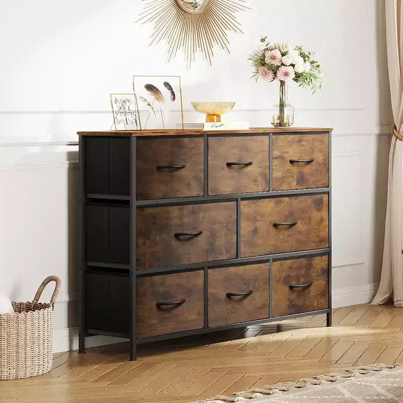Commode à 8 tiroirs pour chambre à coucher, unité de rangement en tissu, grande commode à tiroirs pour entrée et salon