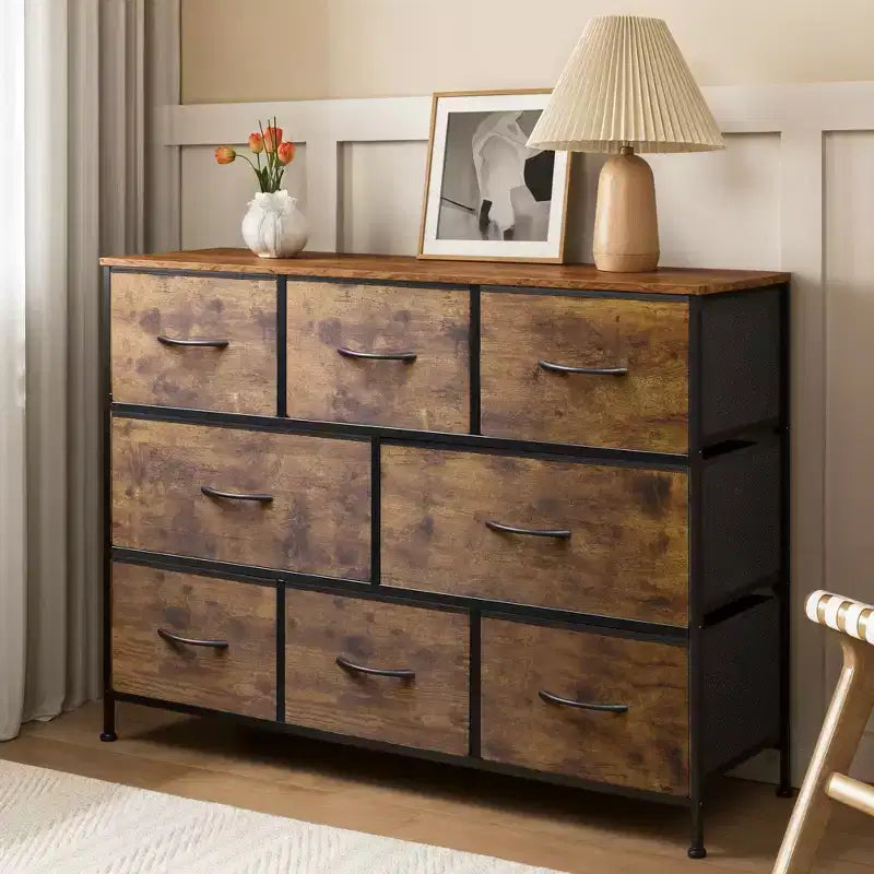 Commode à 8 tiroirs pour chambre à coucher, unité de rangement en tissu, grande commode à tiroirs pour entrée et salon