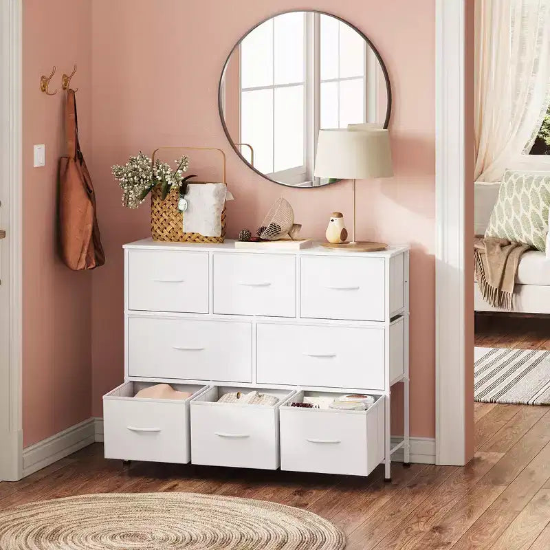 Commode à 8 tiroirs pour chambre à coucher, unité de rangement en tissu, grande commode à tiroirs pour entrée et salon