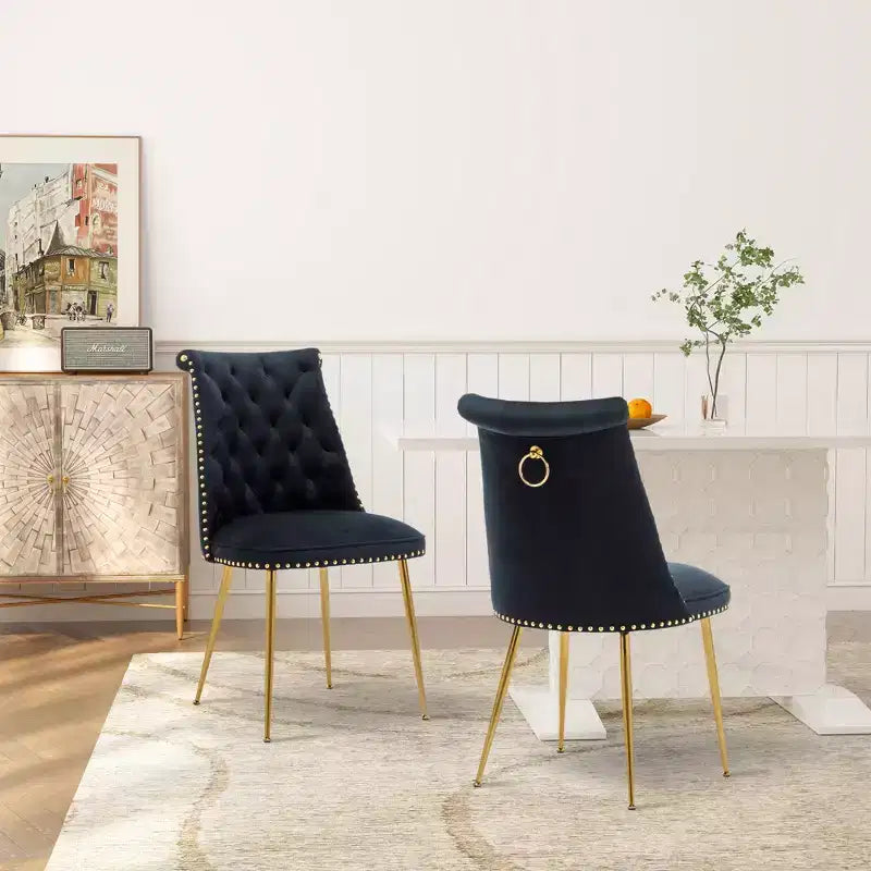 Lot de 2 chaises de salle à manger en velours