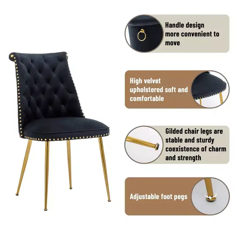Lot de 2 chaises de salle à manger en velours