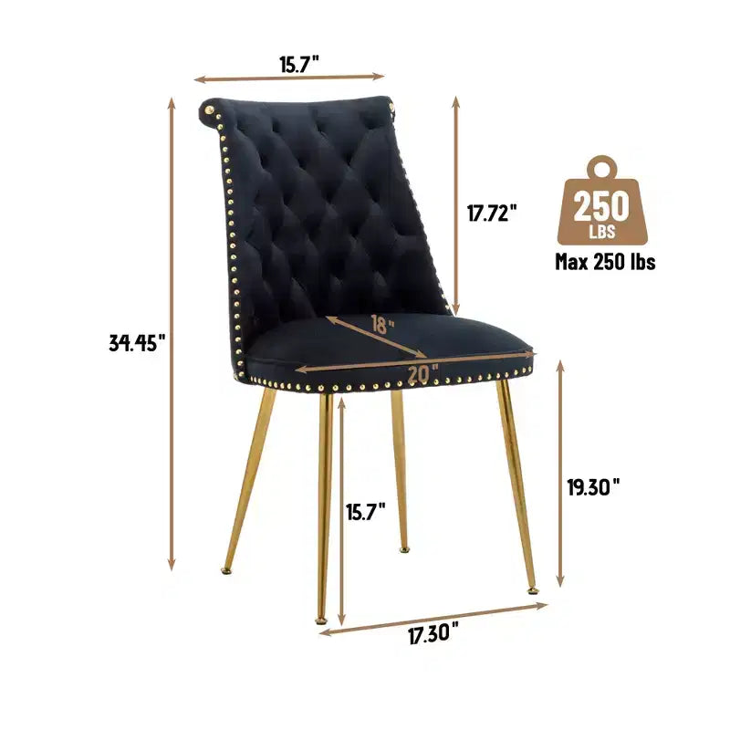 Lot de 2 chaises de salle à manger en velours
