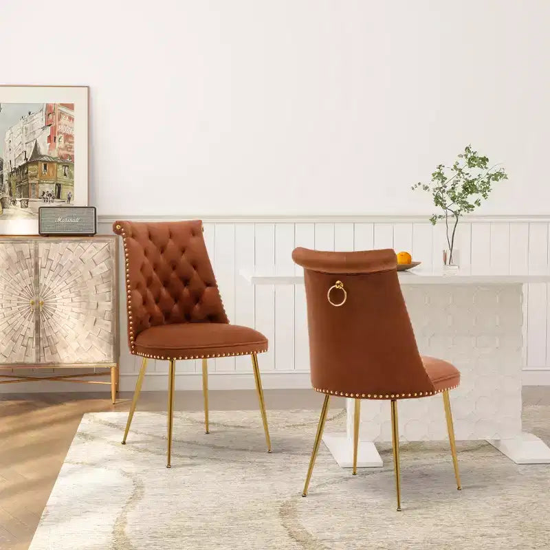 Lot de 2 chaises de salle à manger en velours