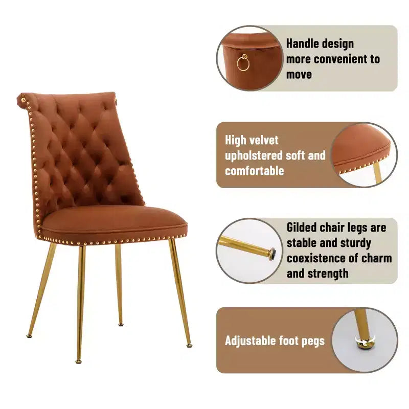 Lot de 2 chaises de salle à manger en velours