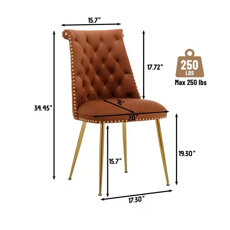 Lot de 2 chaises de salle à manger en velours