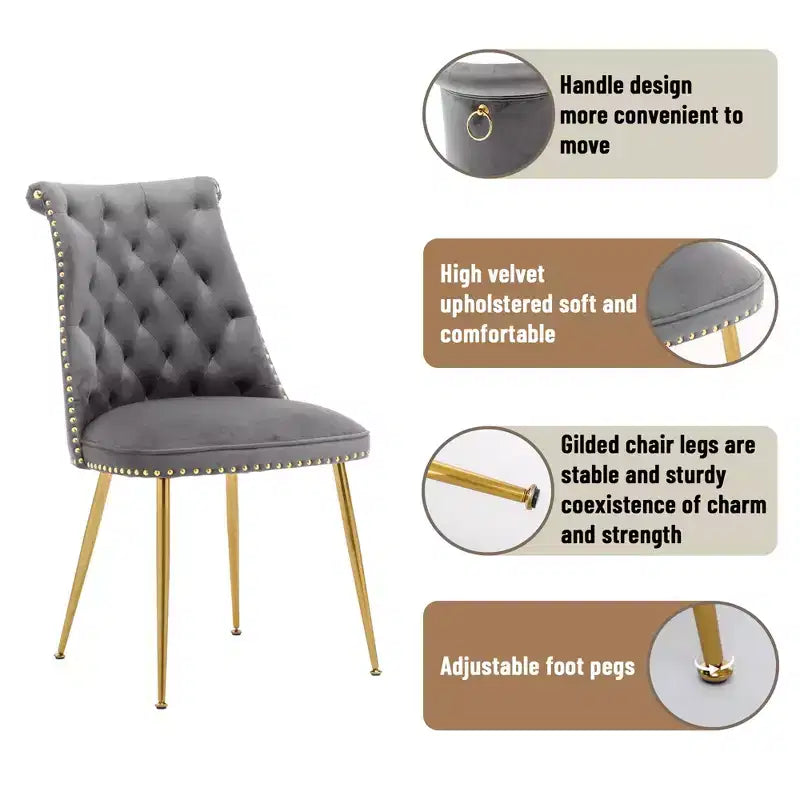 Lot de 2 chaises de salle à manger en velours