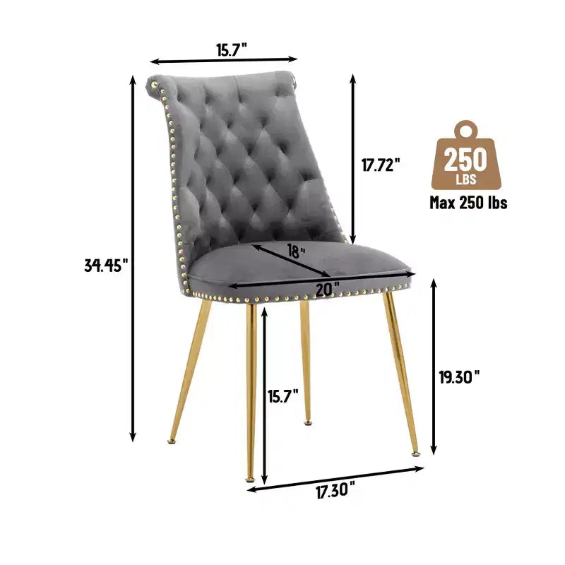 Lot de 2 chaises de salle à manger en velours