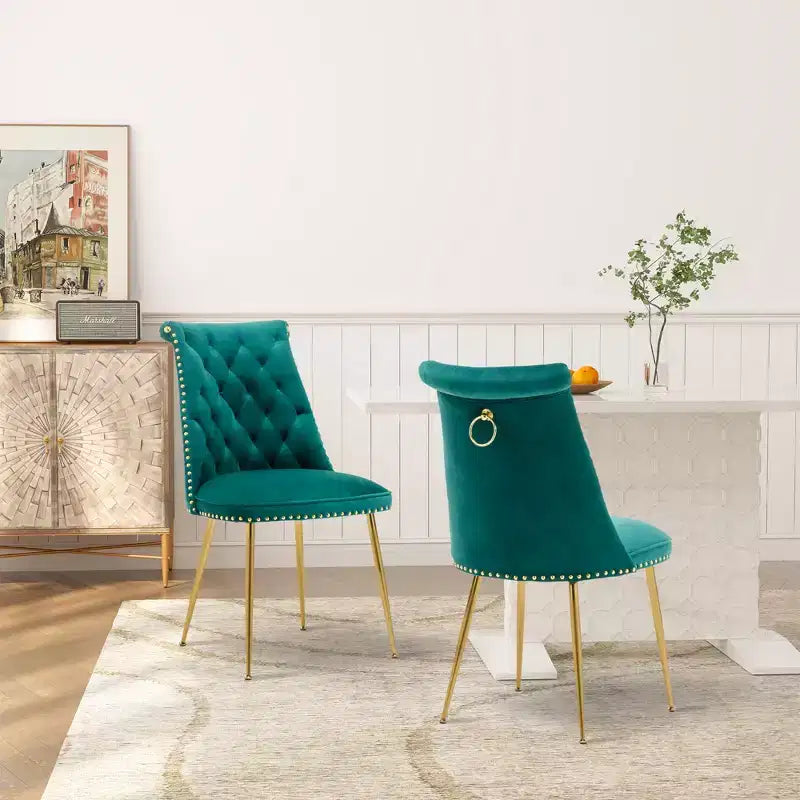 Lot de 2 chaises de salle à manger en velours