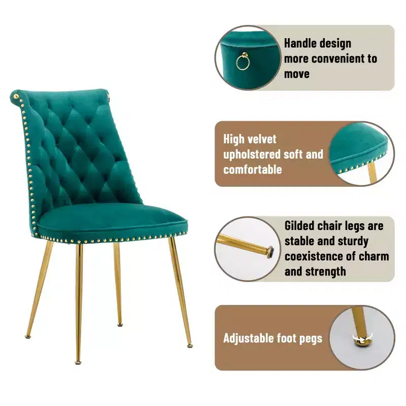 Lot de 2 chaises de salle à manger en velours