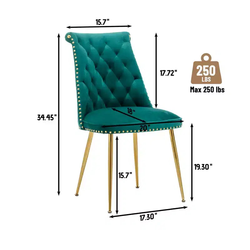 Lot de 2 chaises de salle à manger en velours
