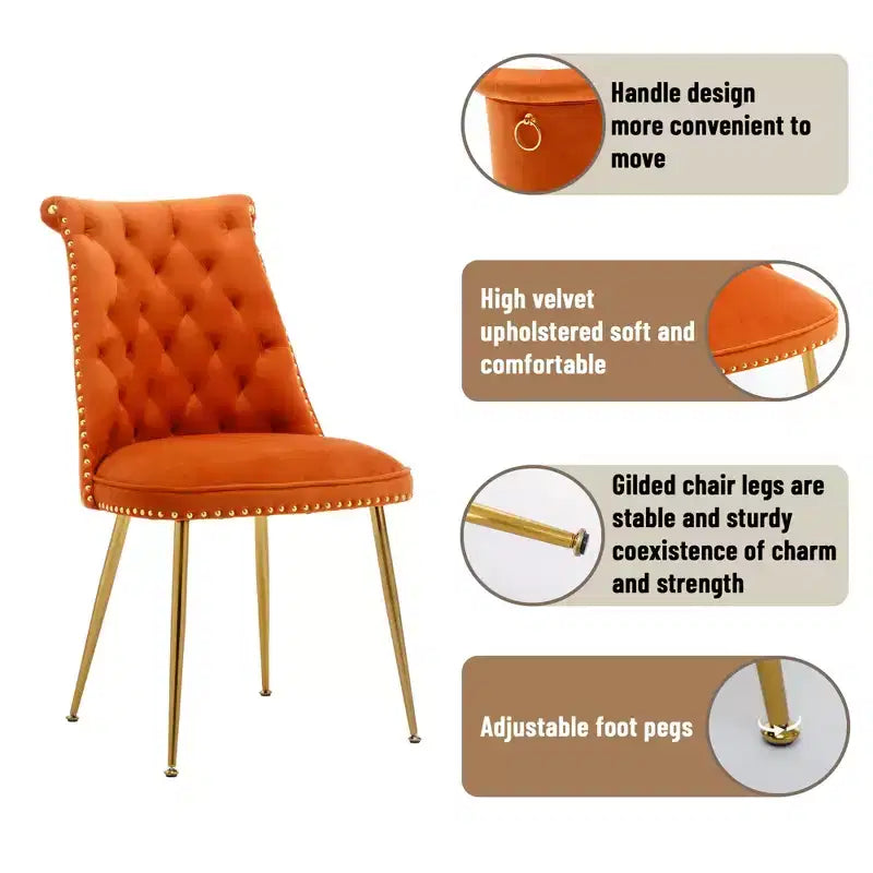 Lot de 2 chaises de salle à manger en velours
