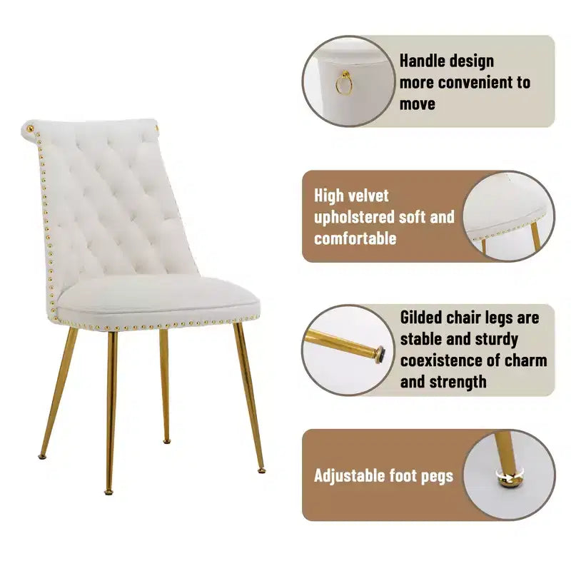 Lot de 2 chaises de salle à manger en velours