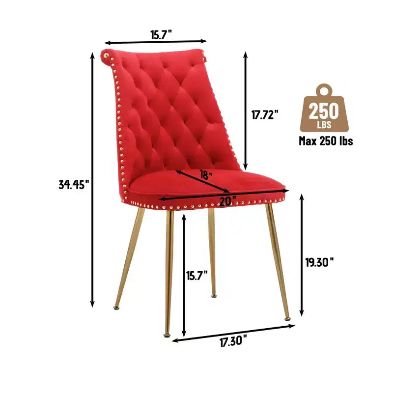 Lot de 2 chaises de salle à manger en velours
