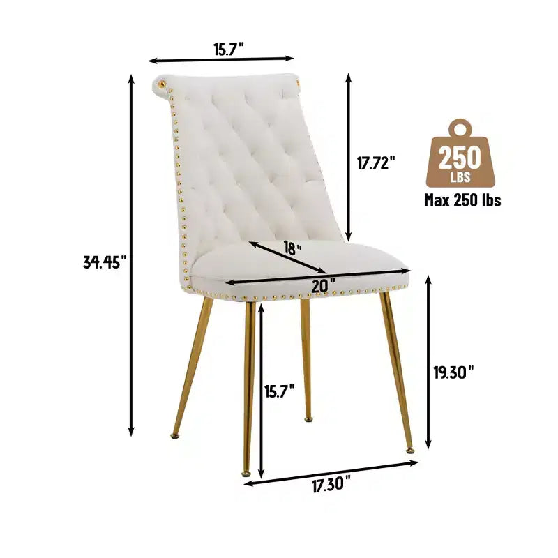 Lot de 2 chaises de salle à manger en velours
