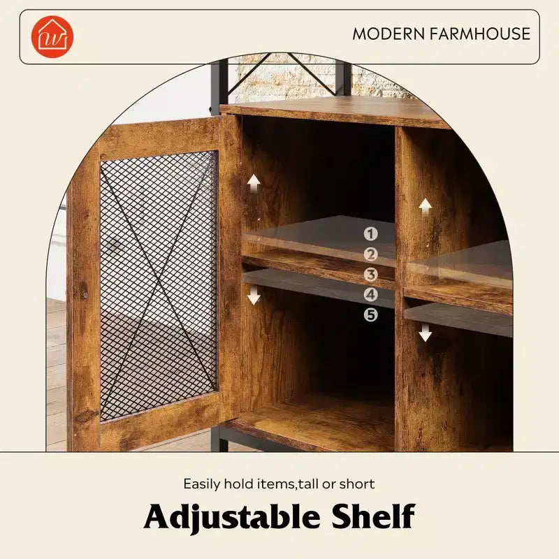 Meuble TV pour téléviseur 55 pouces, meuble de divertissement haut avec rangements, console TV industrielle pour chambre à coucher et salon