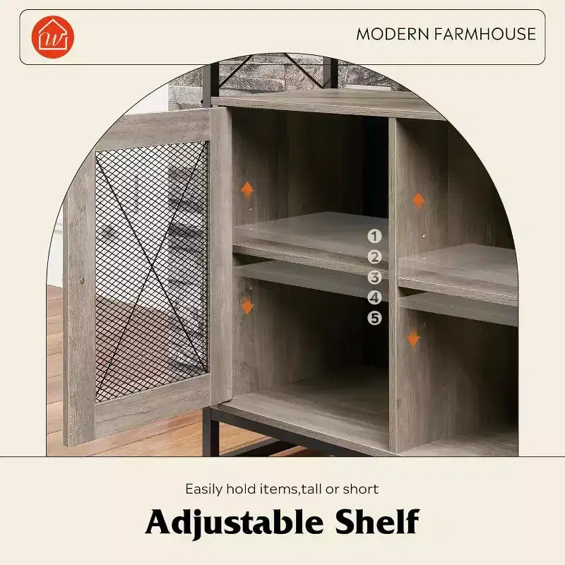 Meuble TV pour téléviseur 55 pouces, meuble de divertissement haut avec rangements, console TV industrielle pour chambre à coucher et salon
