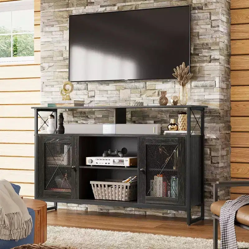 TV Stand 55 inch TV,Tall Entertainment Center with Storage, Industrial TV Console for Bedroom Living Room