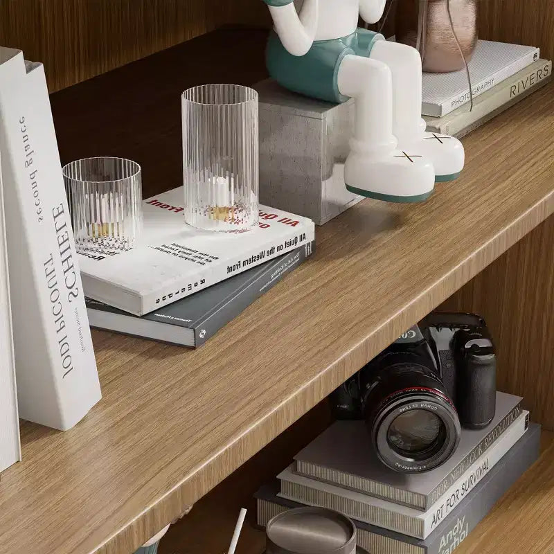 62 Meuble de rangement décoratif sans porte en bois veiné noir Bibliothèque