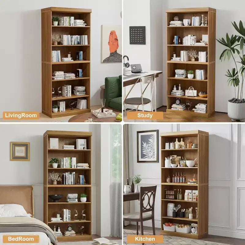 62 Meuble de rangement décoratif sans porte en bois veiné noir Bibliothèque
