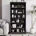62 Black Wood Grain Doorless Decorative Storage Cabinet Bookcase
