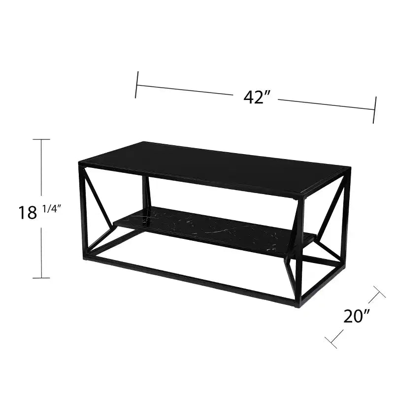 Table basse de cocktail à plateau en verre avec rangement - Noir