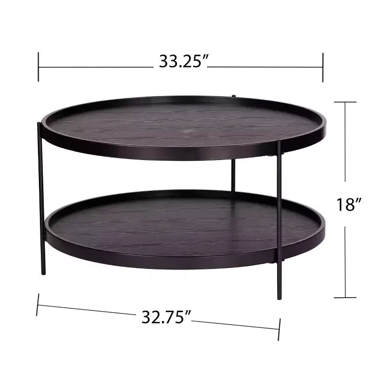 Table basse ronde de style ferme – Noir