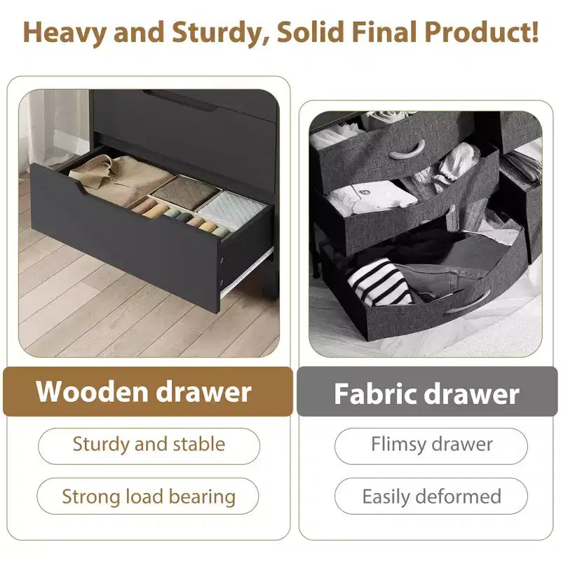 4 commodes de chambre, commode haute de 106 cm, armoire verticale autonome à tiroirs avec rangement, commode de rangement en bois pour chambre à coucher