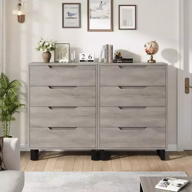 4 commodes de chambre, commode haute de 106 cm, armoire verticale autonome à tiroirs avec rangement, commode de rangement en bois pour chambre à coucher