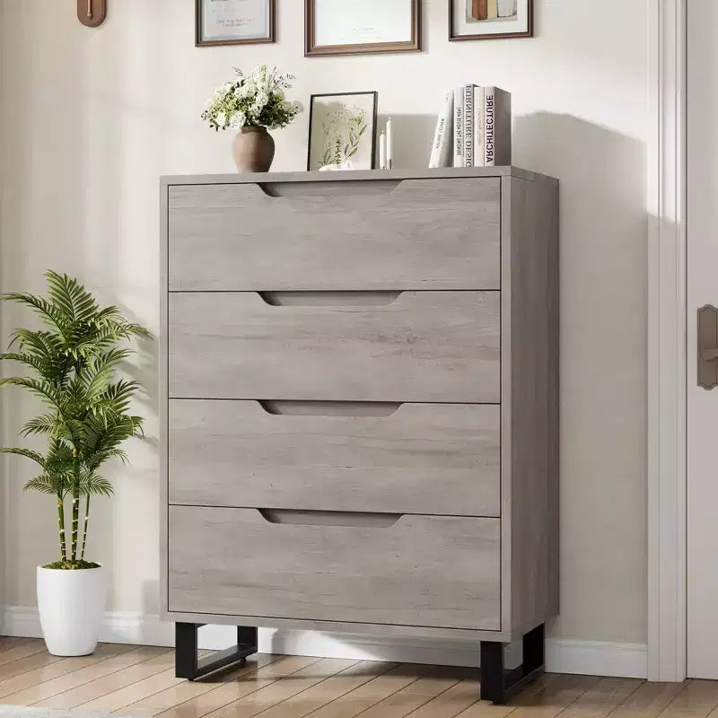 Garvee 4 Dresser for Bedroom, 41.7 Tall Dresser, Freestanding Vertical Drawer Cabinet with Storage, Wooden Closet Storage Chest for Bedroom