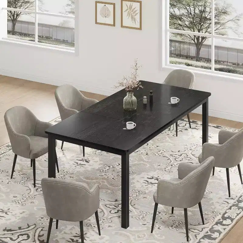 Rectangle Dining Table with Wooden Surface and Metal Legs, Ideal as Kitchen Table, Conference Table, or Writing Desk for Dining Room and Living Room