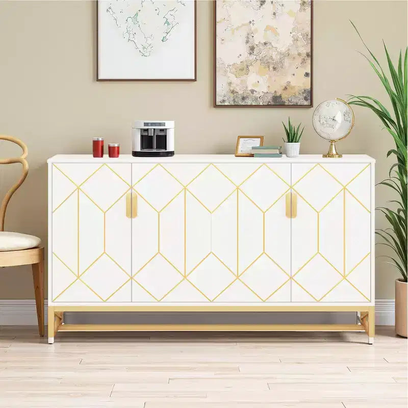 Bahut blanc et or luxueux Design moderne contemporain élégant