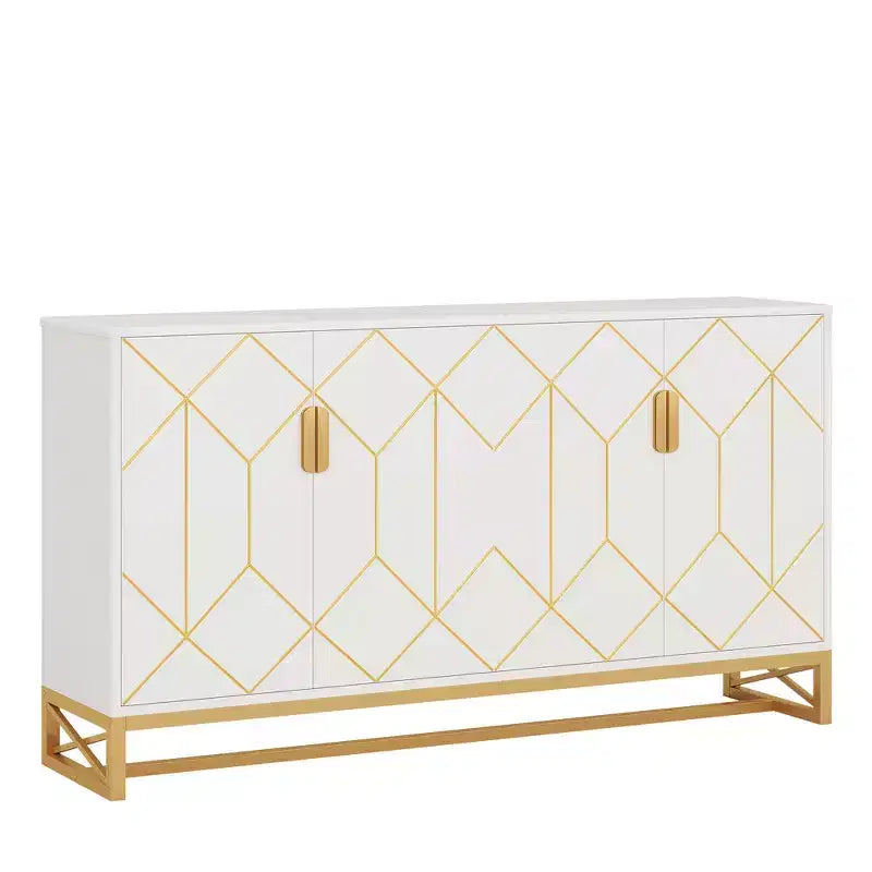 Bahut blanc et or luxueux Design moderne contemporain élégant