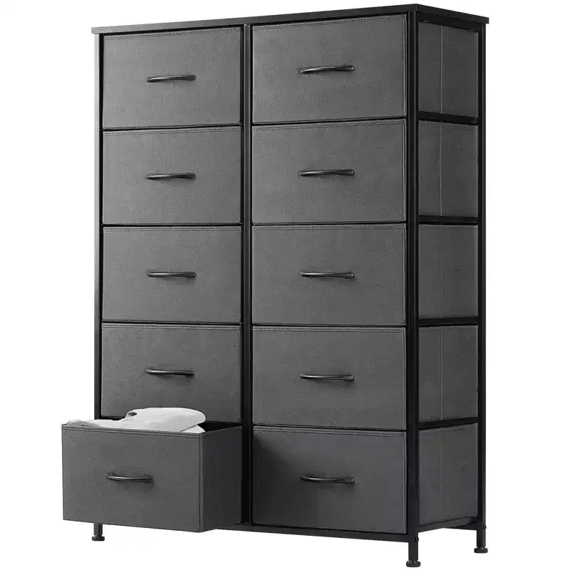 Commode à tiroirs avec cadre en métal et plateau en bois