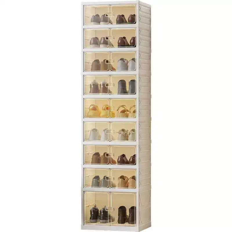 Étagère à Chaussures Pliable 6/9 Niveaux – Meuble de Rangement Empilable avec Portes Magnétiques Transparentes, Portable pour Placard, Entrée et Salon