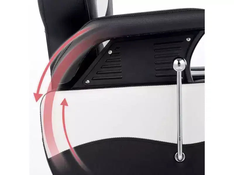 Fauteuil de barbier inclinable hydraulique robuste de style classique noir et blanc