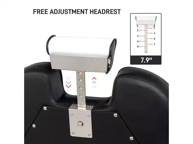 Fauteuil de barbier inclinable hydraulique robuste de style classique noir et blanc