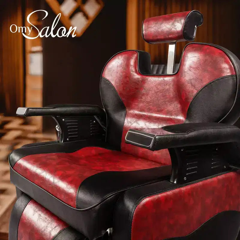 Fauteuil de barbier inclinable hydraulique robuste de style classique noir et blanc