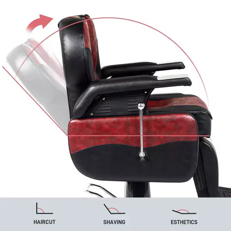 Fauteuil de barbier inclinable hydraulique robuste de style classique noir et blanc