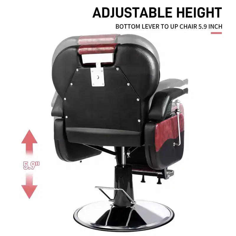 Fauteuil de barbier inclinable hydraulique robuste de style classique noir et blanc