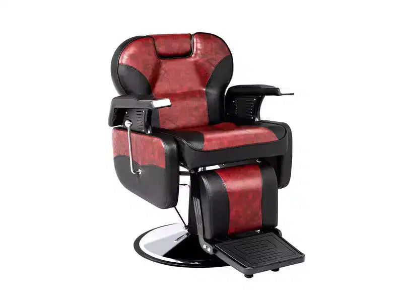 Fauteuil de barbier inclinable hydraulique robuste de style classique noir et blanc