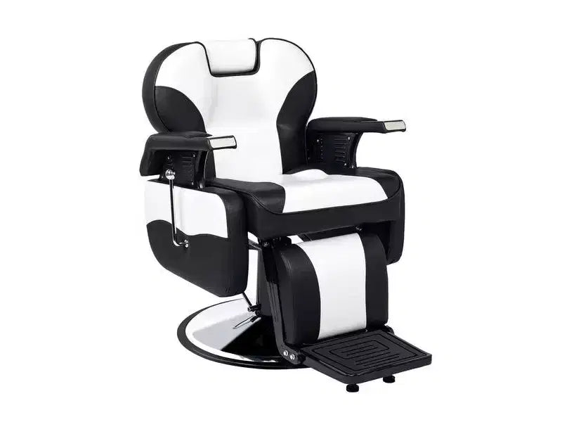 Karl Home Classical Style Heavy Duty Hydraulic Reclining Barber Chair Black and White