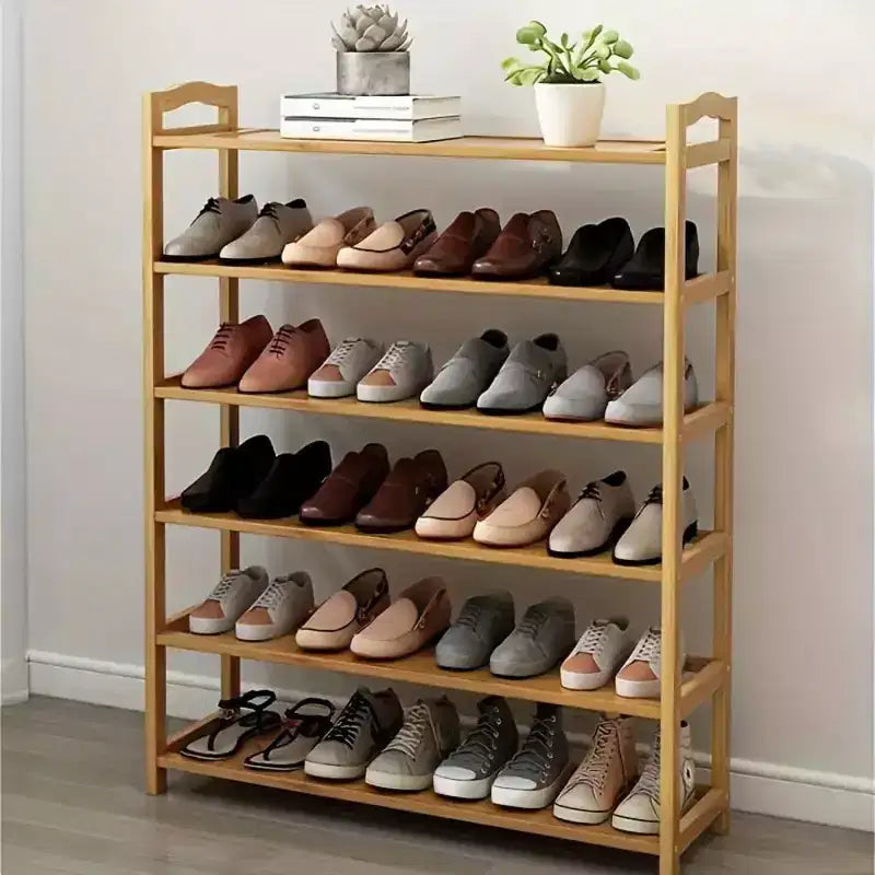 Karl Home 6-Tier Brown Bamboo 26.77in. W Shoe Rack