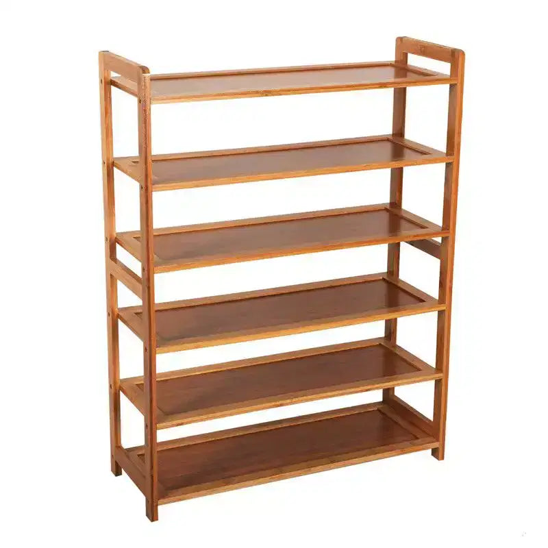 Meuble à chaussures en bambou marron à 6 niveaux de 68 cm de largeur